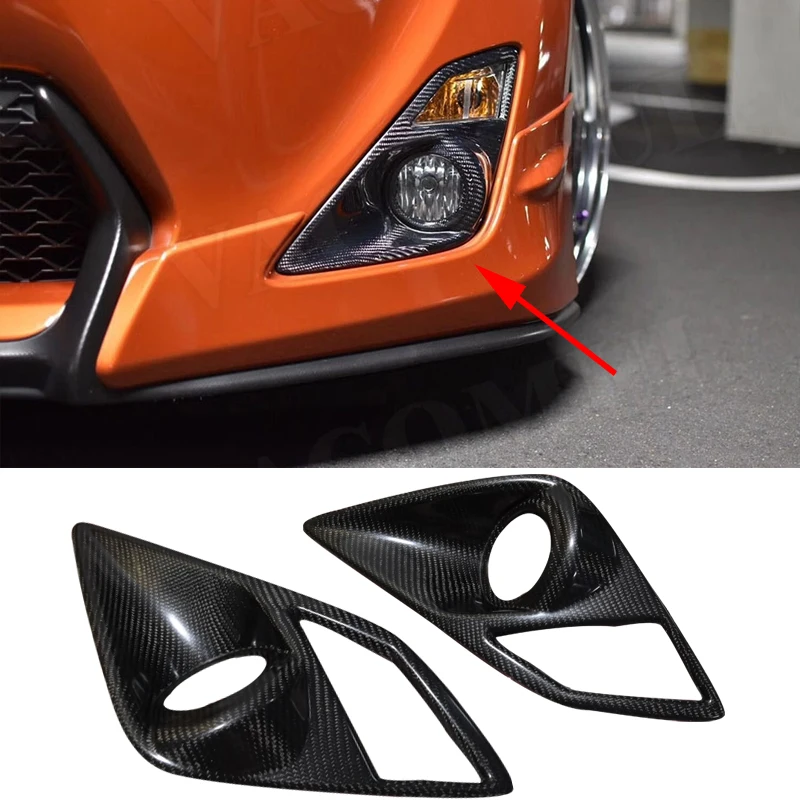 2Pcs Carbon Fiber Front Bumper Fog Lamp Cap Trim Cover Air Vent Decration Frame for Toyota GT86 2012-2015 Car Styling