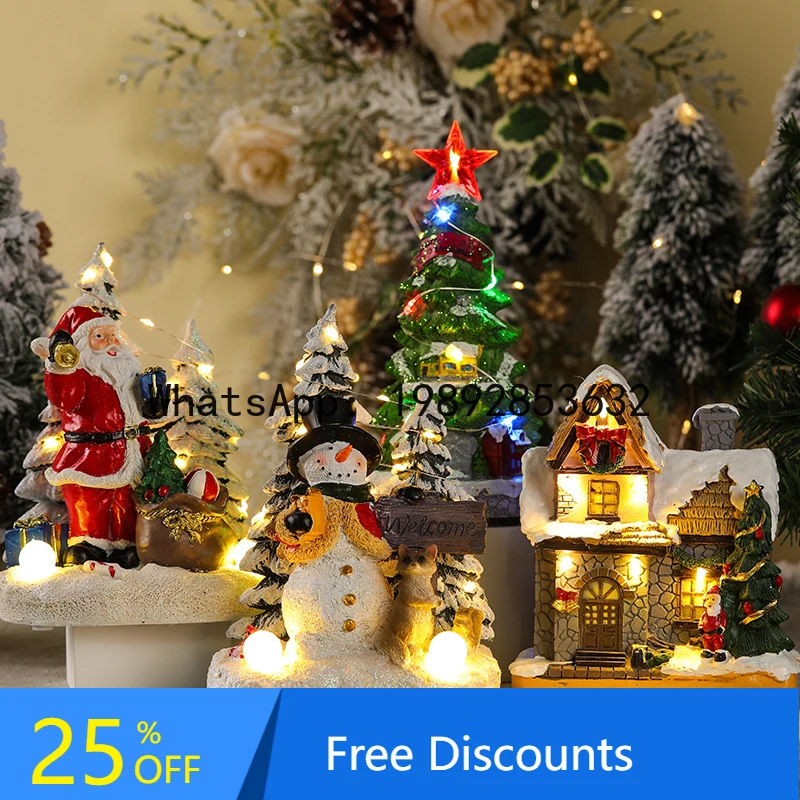 

XL Christmas Decoration Resin Santa Claus House Christmas Tree Arrangement Ornament