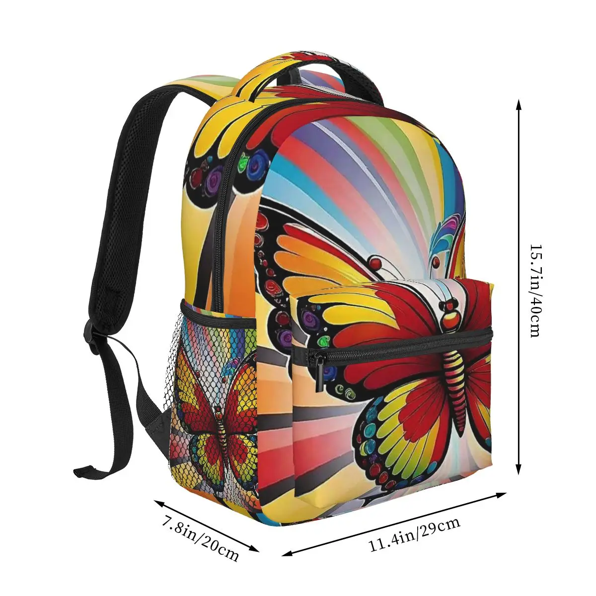Vibrant Graffiti Butterfly Design Backpack Hot Sale Daypack Large Capacity Kids BookBag School Bag Shoulder Bags for Men Women