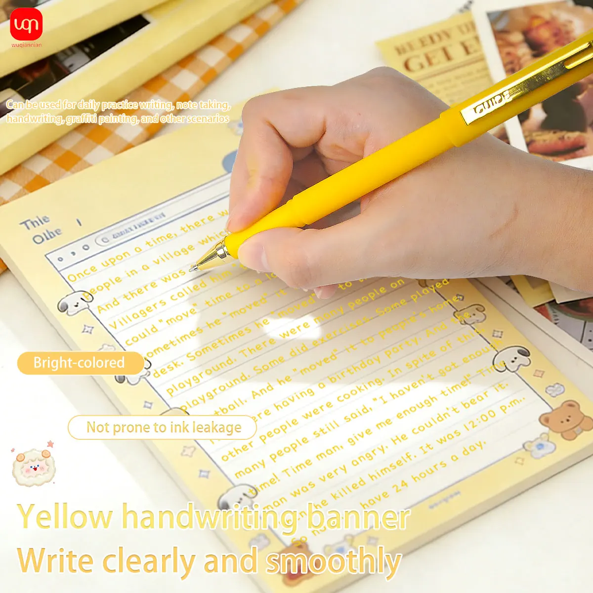 

WQN-4/8/12pcs Yellow Gel Pens, Elegant Pen Barrel, 0.7mm Refill, Smooth Writing, No iInk Break, Suitable For Office And School