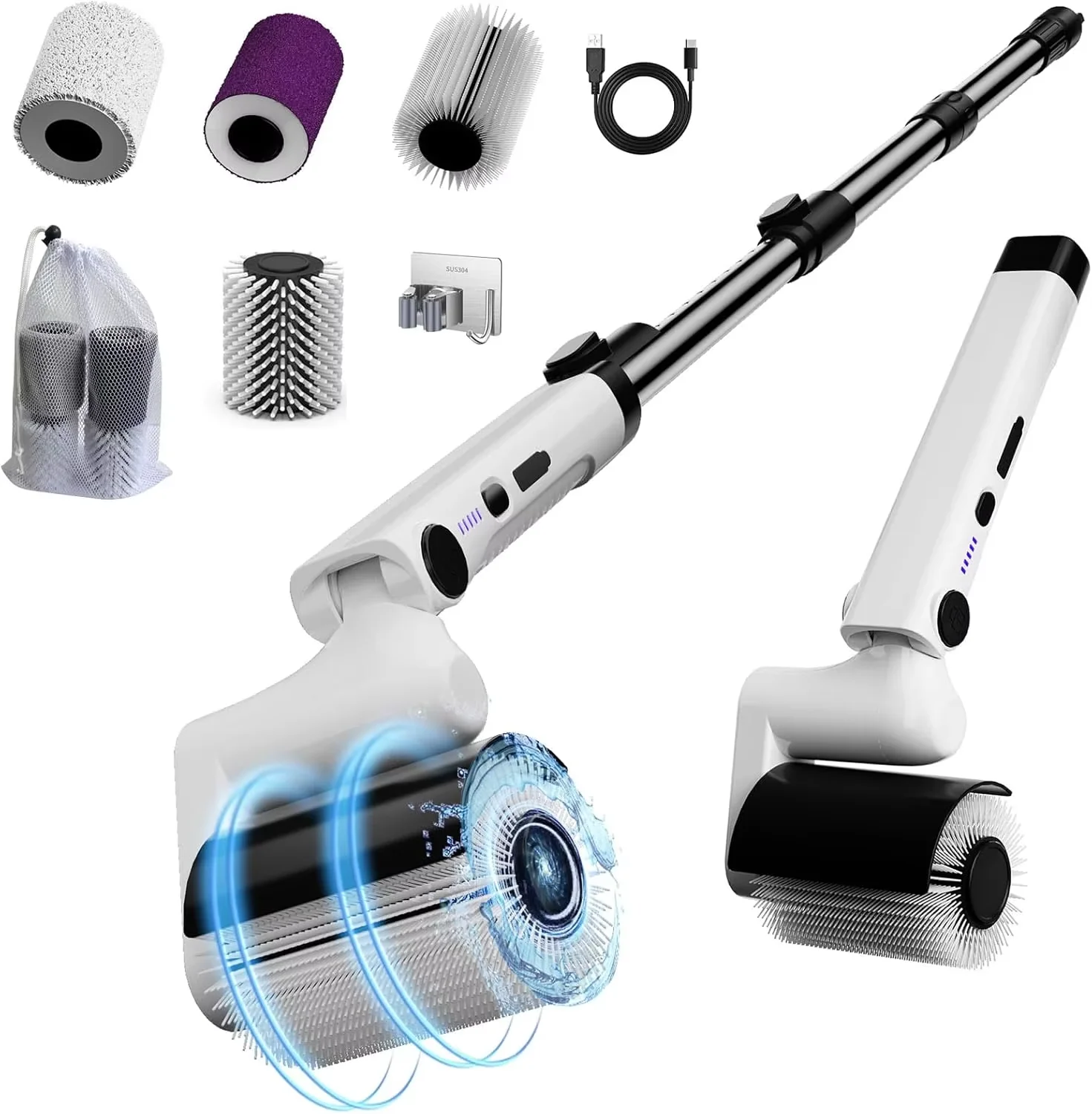 Smart USB Power Spin Scrubber Electric Floor Cleaning Brush Replaceable Head Power Scrubber For Car Hotel RV Garage Cleaning