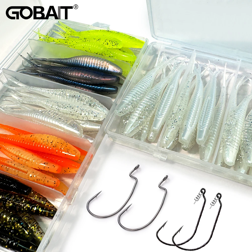 Weicher Köder, Federverschluss, Schraube, versetzt, Wurmhaken-Set, bionischer Fisch, 7 cm, V-Schwanz, Pesca-Ausrüstung, Kurbel, Swimbait, Karpfen-Angelgerät-Box, Köder