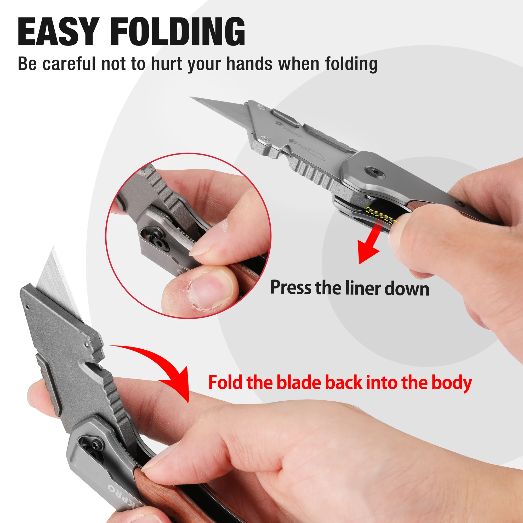 WORKPRO Folding Knife Replaceable Utility Knife for Cable Cartons Carboard Boxes Cutter Handle Knife 10 Pcs Blades OutdoorTool