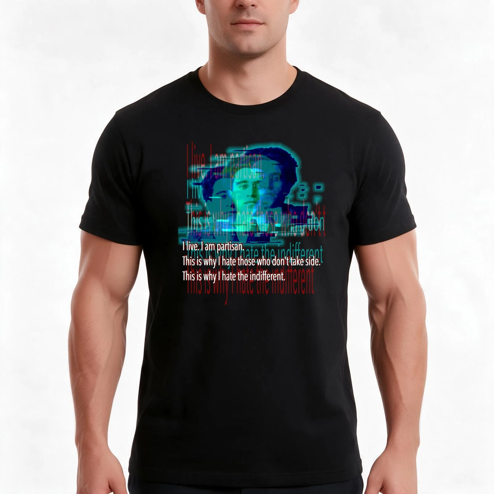Gramsci: I hate the indifferent 3.0 T-Shirt, Summer Casual Cotton Tee, Oversized Streetwear Tops, Vintage Graphic Print