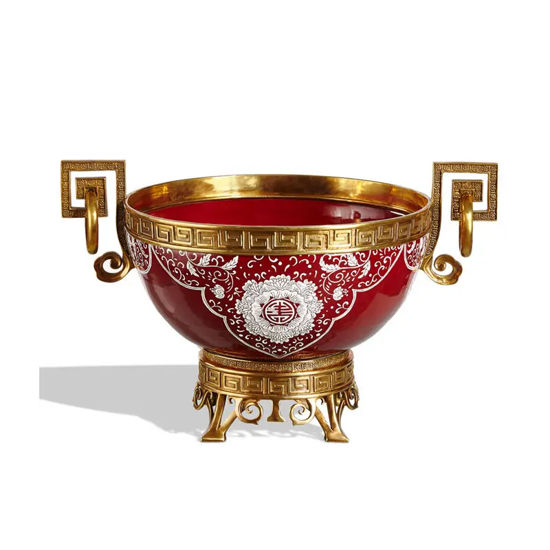 

Chinese ceramics with copper red glaze binaural open
