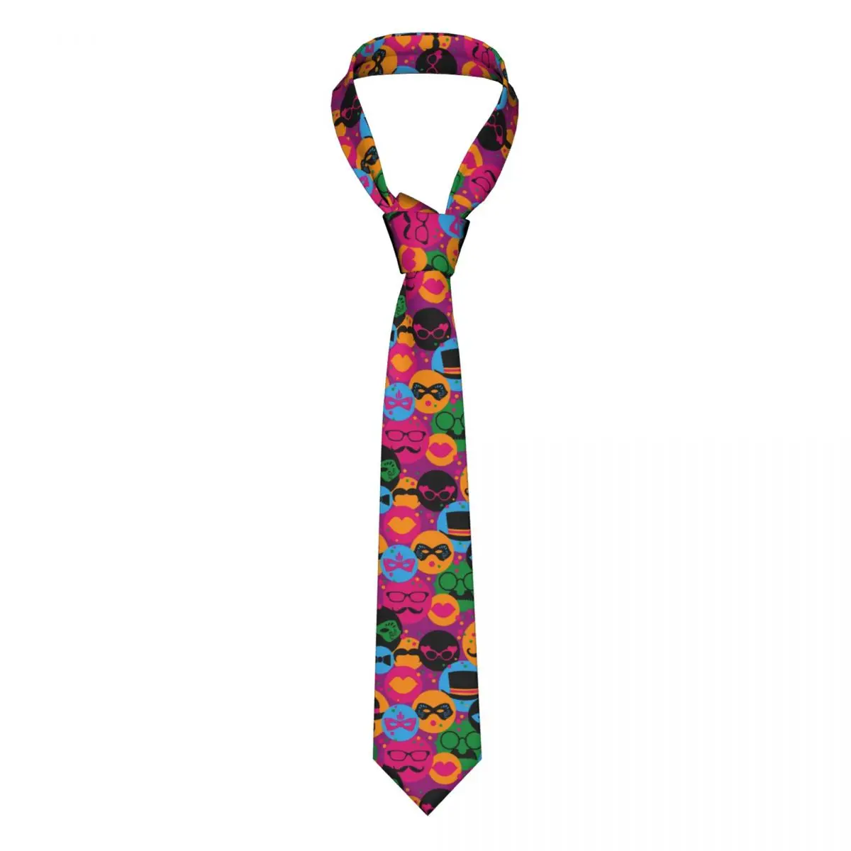 

Mens Tie Slim Skinny Mardi Gras Carnival Necktie Fashion Free Style Tie for Party Wedding