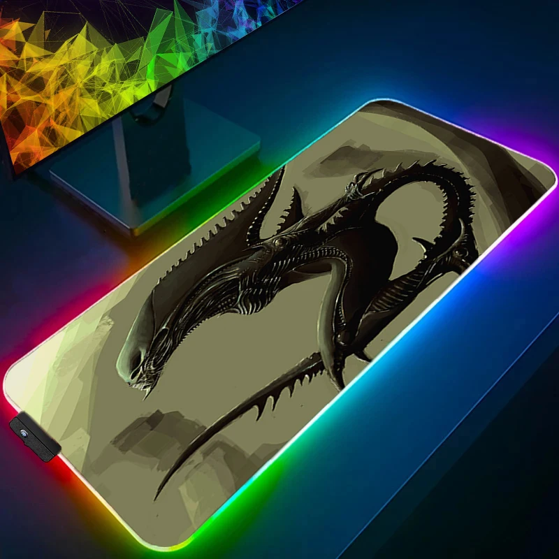 Computer Mouse Pad LED Anime Alien Movie Gamer Mouse Pads Gaming Mousepad XXL Desk Mause Pad RGB Keyboard Mouse Backlight Carpet