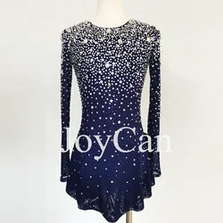 JoyCan Ice Figure Skating Dress Girls Blue Spandex Stretchy Mesh Competition Dance Wear Customized BD7079