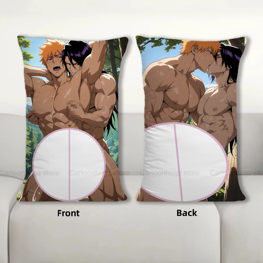 R18 + Dakimakura أنيمي Ichigo vs Byakuya وسادة غطاء وسادة أريكة مزدوجة الجانب طباعة رمي كيس وسادة 40X60cm #2