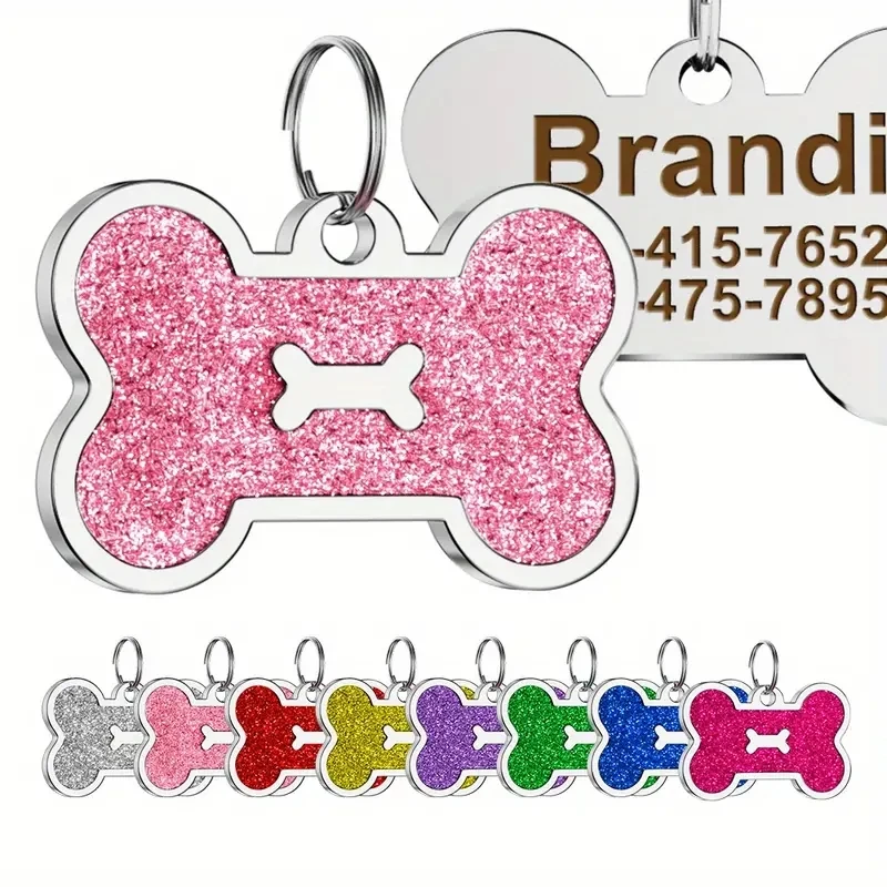 Personalized Pet Engraving ID Name Metal Tag Dog Anti-lost Custom Pet Bone Shape Accessories Phone Tag Pendant Puppy Decorations