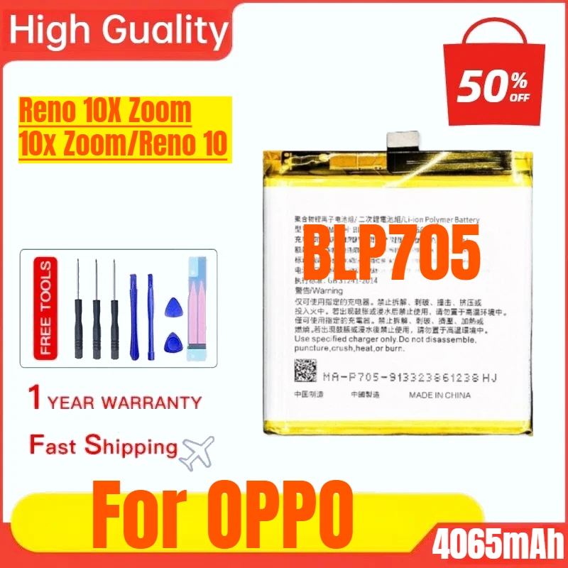 

BLP705 for OPPO Reno 10X Zoom 10x Zoom/Reno 10 Mobile Phone Battery High Capacity Battery Replacement Bateria with Tools