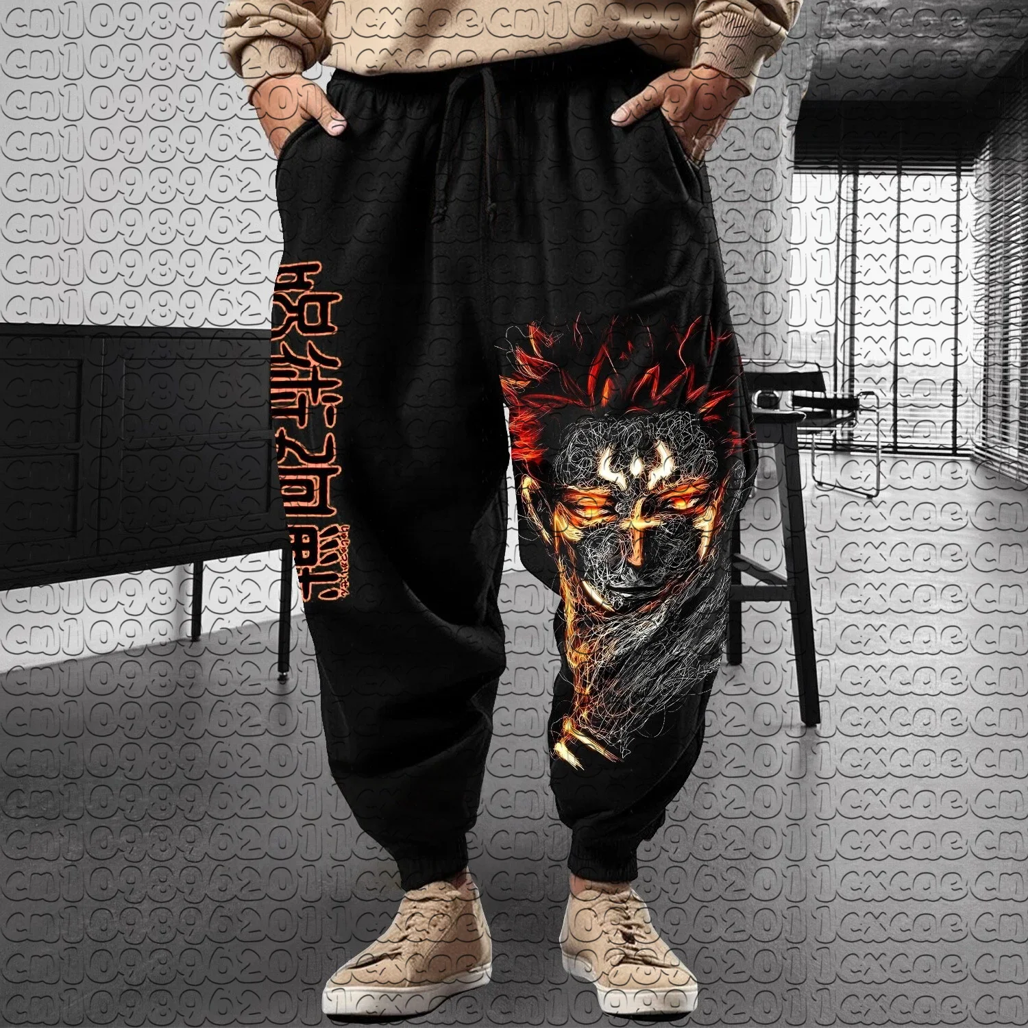Jujutsu Kaisen Ryomen Sukuna Print Pants Unisex Summer Breathable Anime Trousers Men Women Hip Hop Outdoor Sports Streetwear
