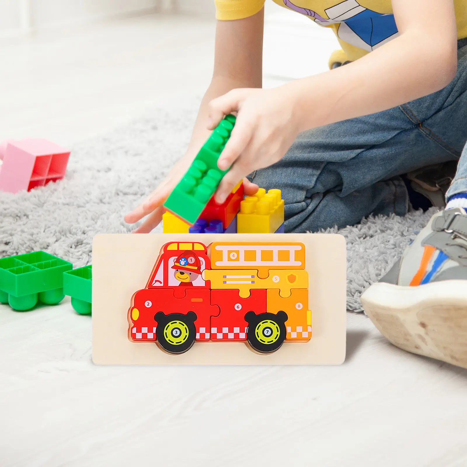 

5 Sets Wood 3D Puzzle Colorful Cartoon Design Educational Cognitive Development Toddler Learning Games Kids Wooden Puzzle