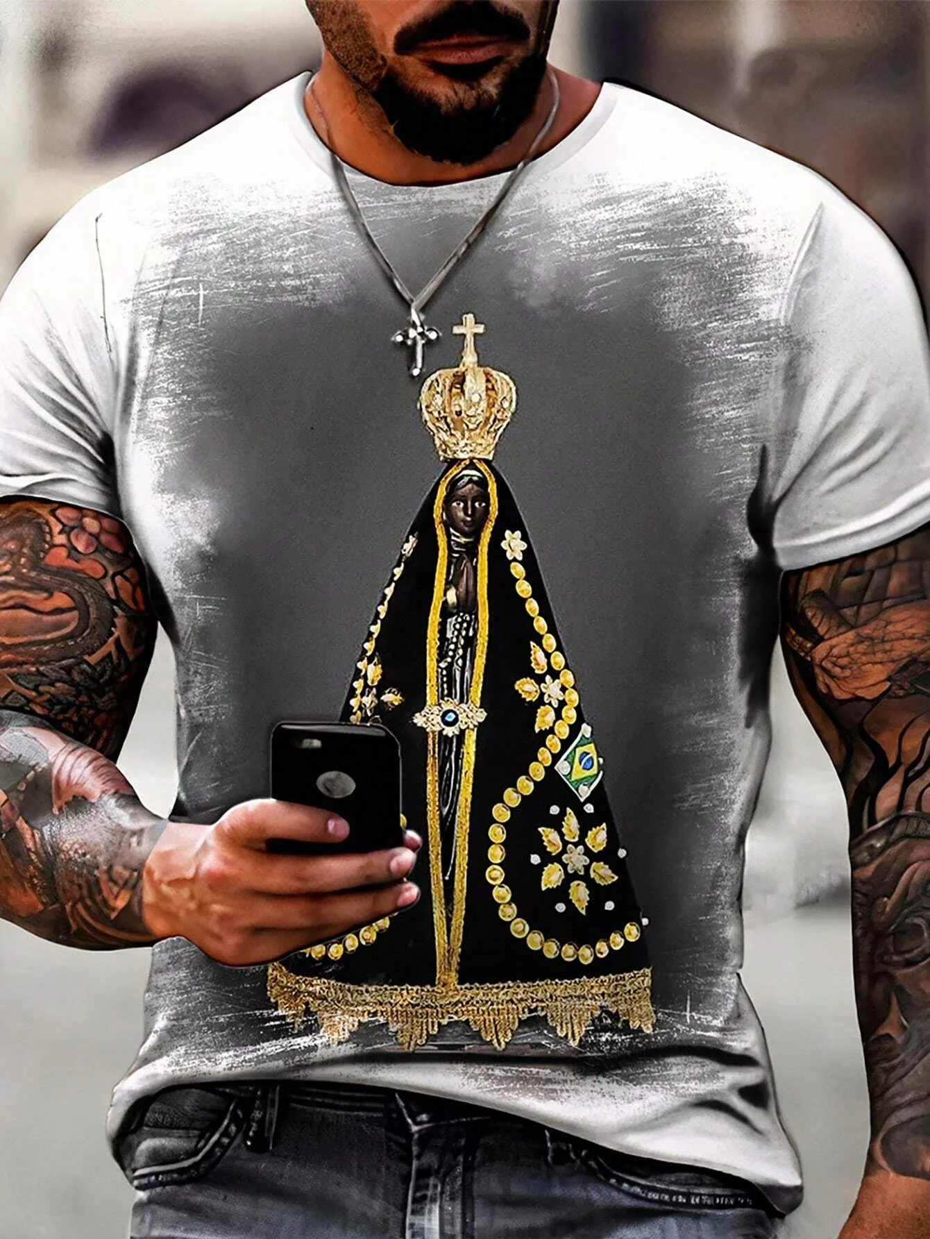 Crown Printed T-shirt Men's Fashion Street T-shirt 3D Printing Casual Round Neck Short Sleeve T-shirt Hip Hop Men's T-shirt image 2