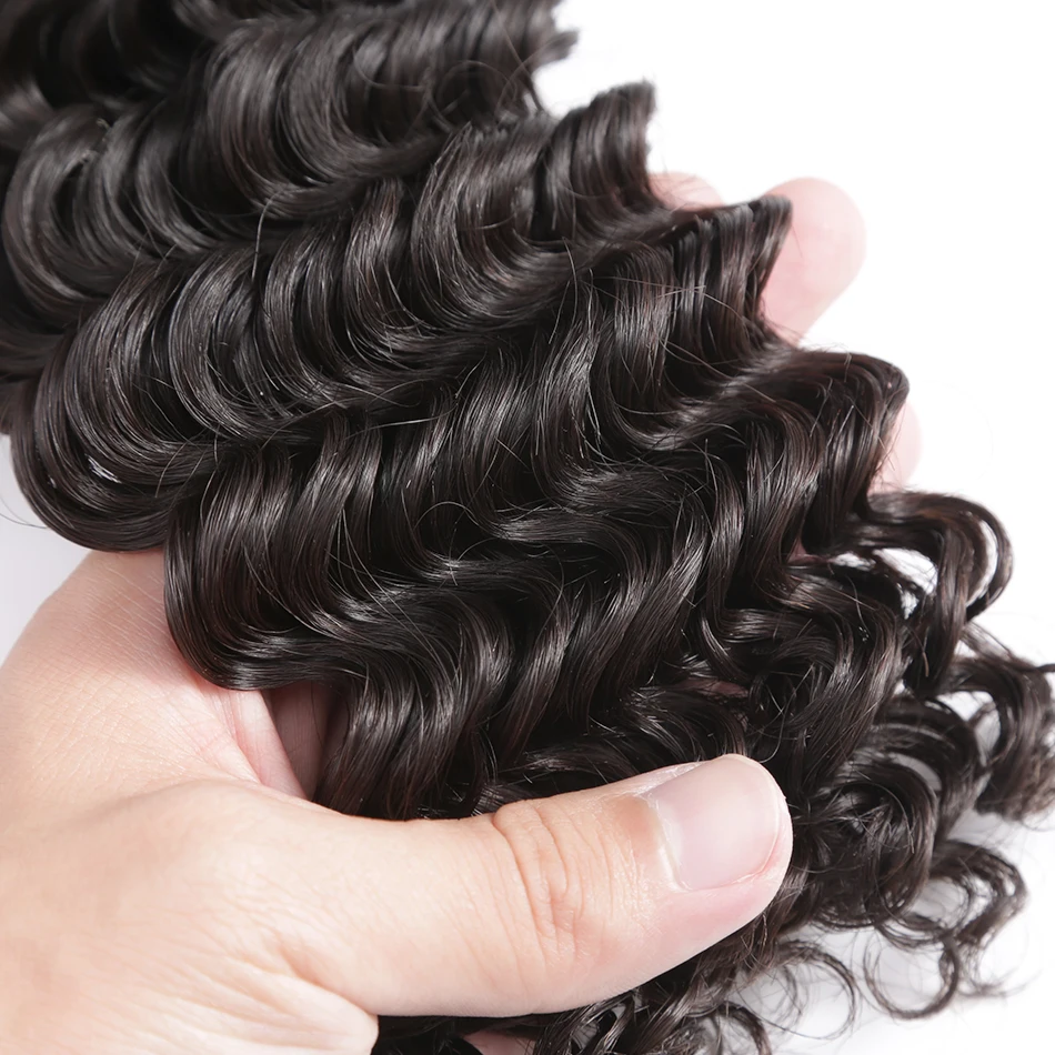 MISSANNA 32 34 36 38 40 Deep Wave Hair Bundles Soft Brazilian Hair 100% Deep Wave Human Hair Bundles Deep Curly Human Hair Weave
