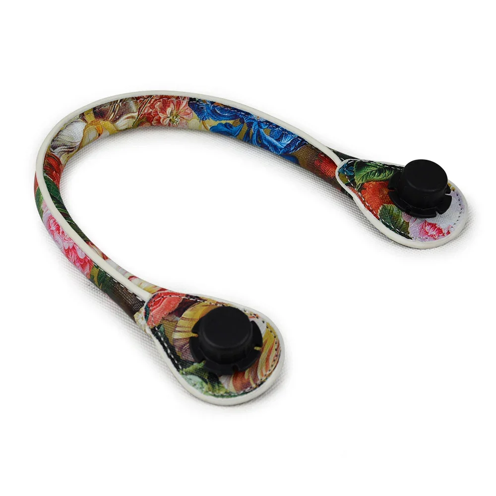 TANQU New 1 Pair Short Long Floral Print Soft Faux PU Leather Handle for Obag Classic Mini O Bag Women Shoulder Handbag