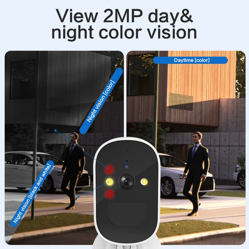 Wifi Zonnecamera Hd 1080P Pir Menselijke Detectie Nachtzicht Buitenbeveiliging Ip Camera Met 4000Mah Oplaadbare Batterij Camera