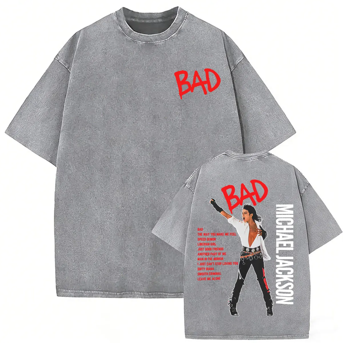 Vintage Washed King of Pop Bad Tour '88 Michael Jackson Retro 80s Concert T-shirts Men Women High Quality Casual Cotton T Shirts - view 5