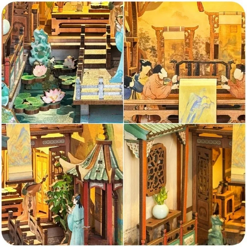 OUZEY Libro de pintura china Nook DIY, casa antigua 3D activada por sensor, regalo de arte clásico para adolescentes