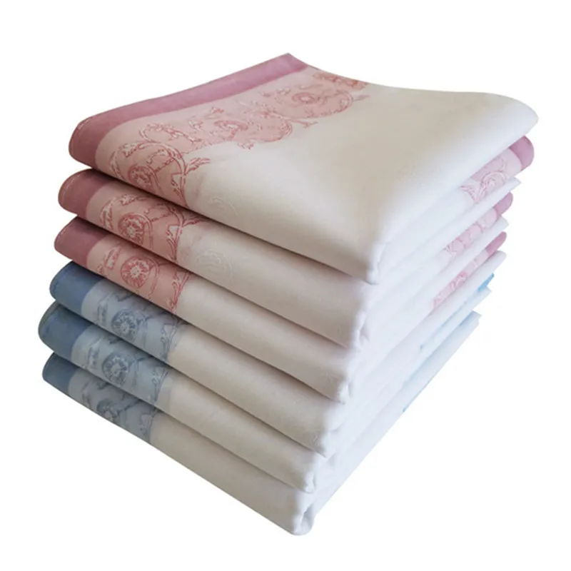 3Pcs 45x45cm Japanese Korean Style Flower Women Bandanas Pocket Hankies Handkerchiefs Soft Combed Cotton Sweat Wiping Towels