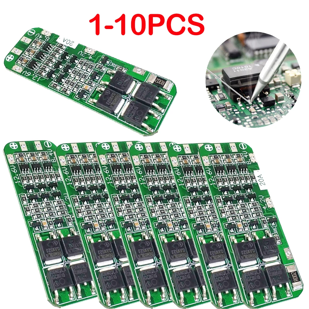 1-10pcs 3S 20A Li-ion Lithium Battery 18650 Charger PCB BMS Protection Board For Drill Motor 12.6V Lipo Cell Module 59x20x4mm