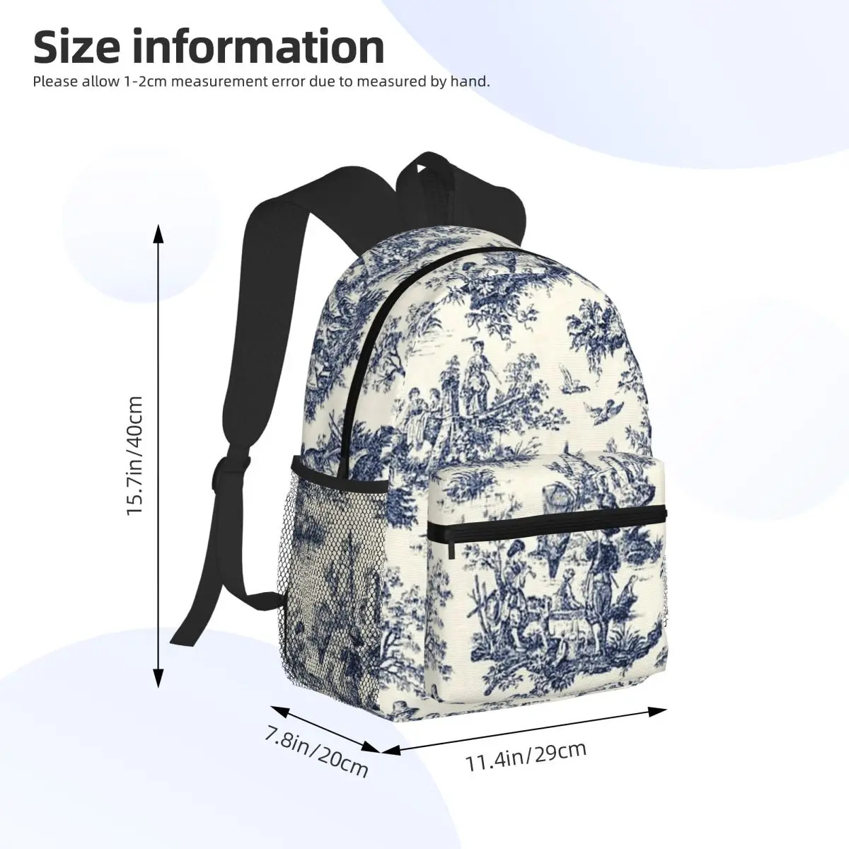 Nomades Artsy Vintage Toile De Jouy Student Backpack School Bag Hiking Travel Daypack for Boys Girls Bookbag Shoulder Bags