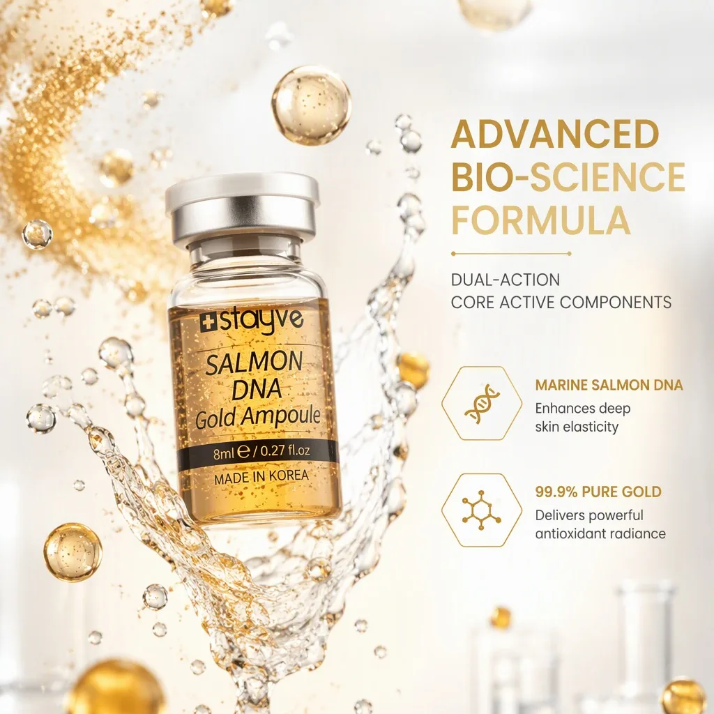 Dull, Sagging Skin? Stayve 8ml Salmon DNA Golden Ampoule Serum Kit – Natural Moisturizing, Tender, Lifting, Firming Face Care US