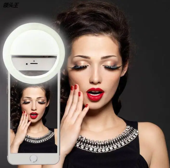 make-upspiegel led mobiele telefoon draagbare clip selfie Lamp Mobiele telefoons Foto Nachtlampje Led Spiegel Neon Sign Selfie Ring