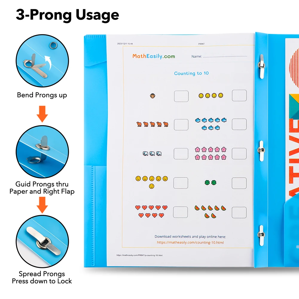 Heavy-Duty Plastic 3-Prong Folder,2 Inner Pockets, No Front Pocket,8.5x11