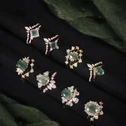 Natural Moss And Green Water Grass Ring Jewelry Exquisite Ring Adornment Finger Rings For Fashion Women Dropshipping