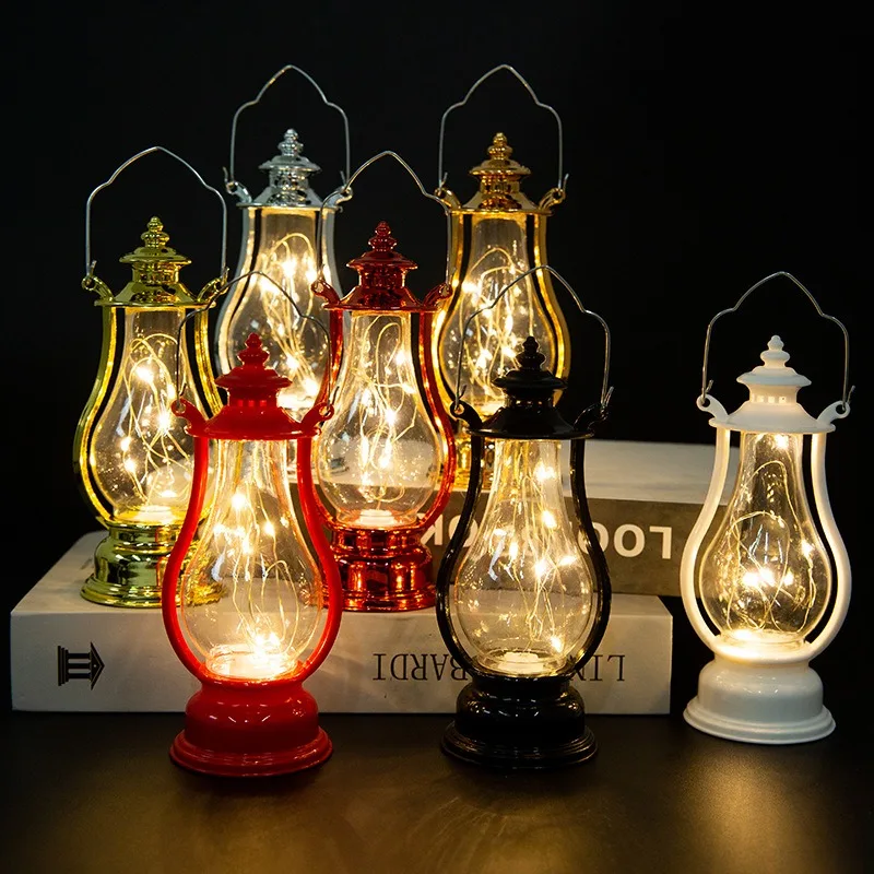 Mehrfarbige LED Retro kleine Öllampe Innen dekorative Schreibtischlampe tragbare Windkerzenlampen Dekoration Kerosin Lichter 2025