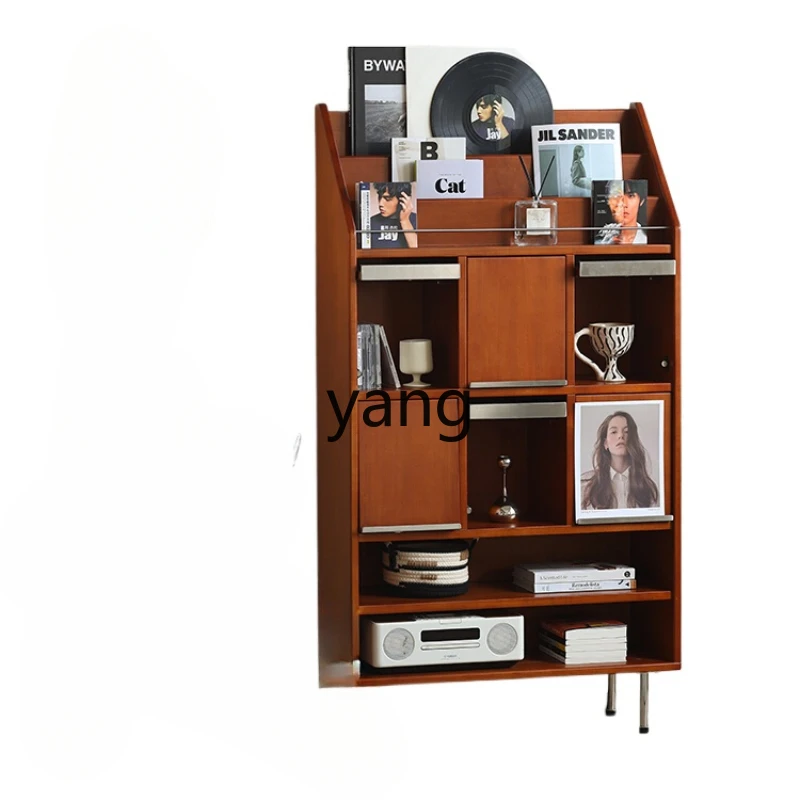 CX Retro Solid Wood Magazine Cabinet Home Study Living Room Simple Mid-Ancient Storage Cabinet