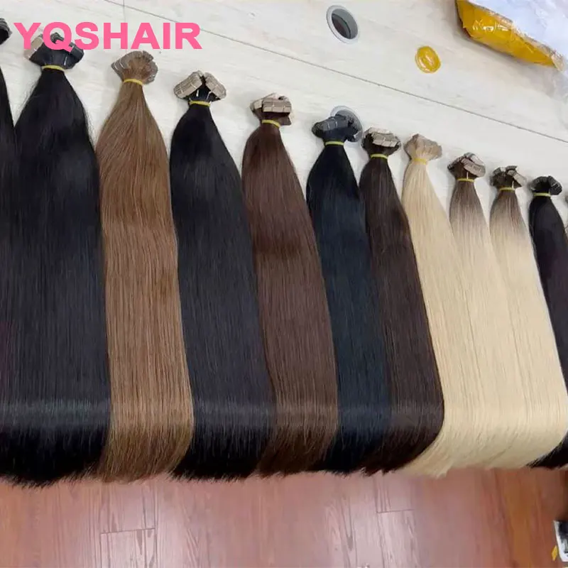 

Прямые накладные пряди для наращивания волос I-Tip из натуральных человеческих волос: черные, коричневые, светлые, с микро-кольцами.