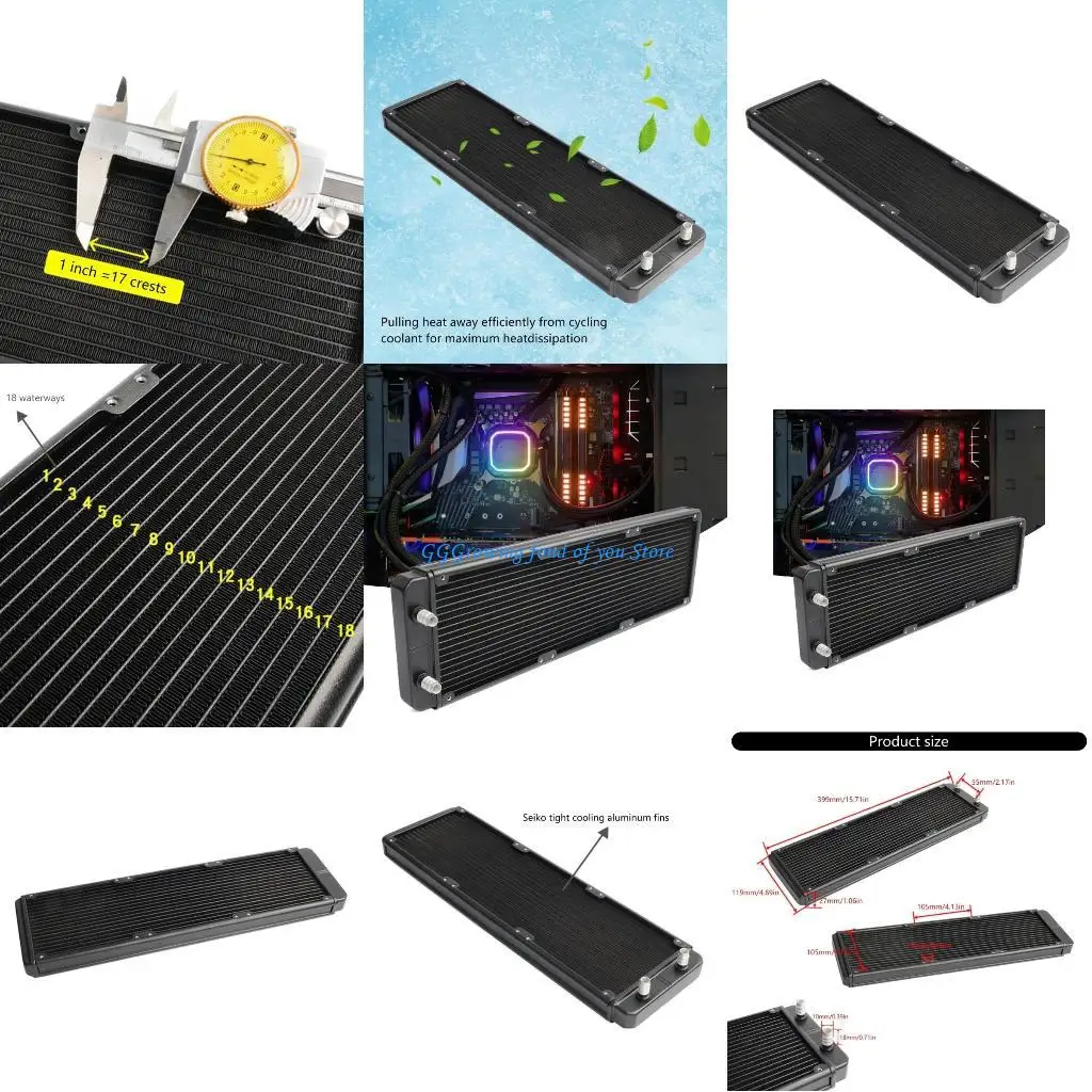 

H9EB SRL360F10 Water Cooling Computer Radiators 18 Pipe Aluminum Heat Exchanger Liquid Cooling Radiators Heat Sink for CPU PC