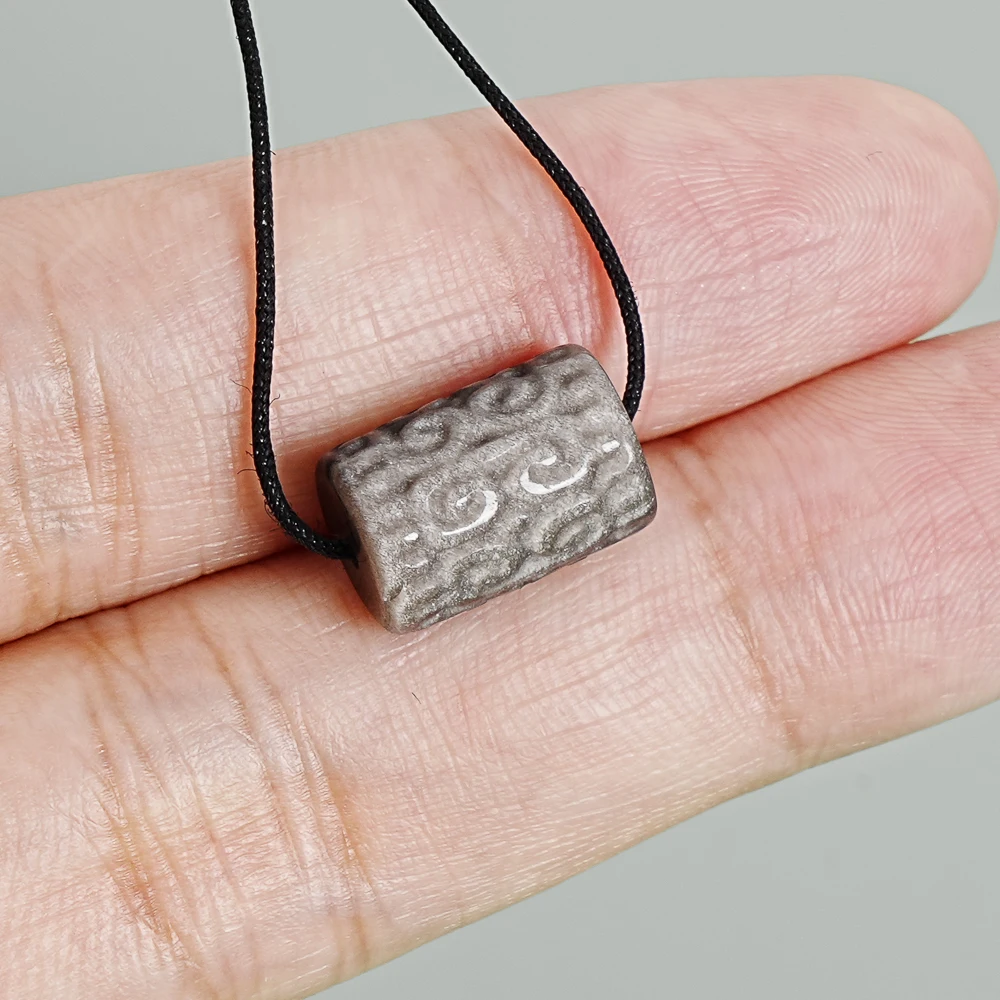 

5 шт. серебристые цилиндрические бусины из обсидиана с китайским узором «Меандр», 14x10 мм, серебристо-черные подвески для изготовления браслетов, ожерелий и ювелирных изделий своими руками