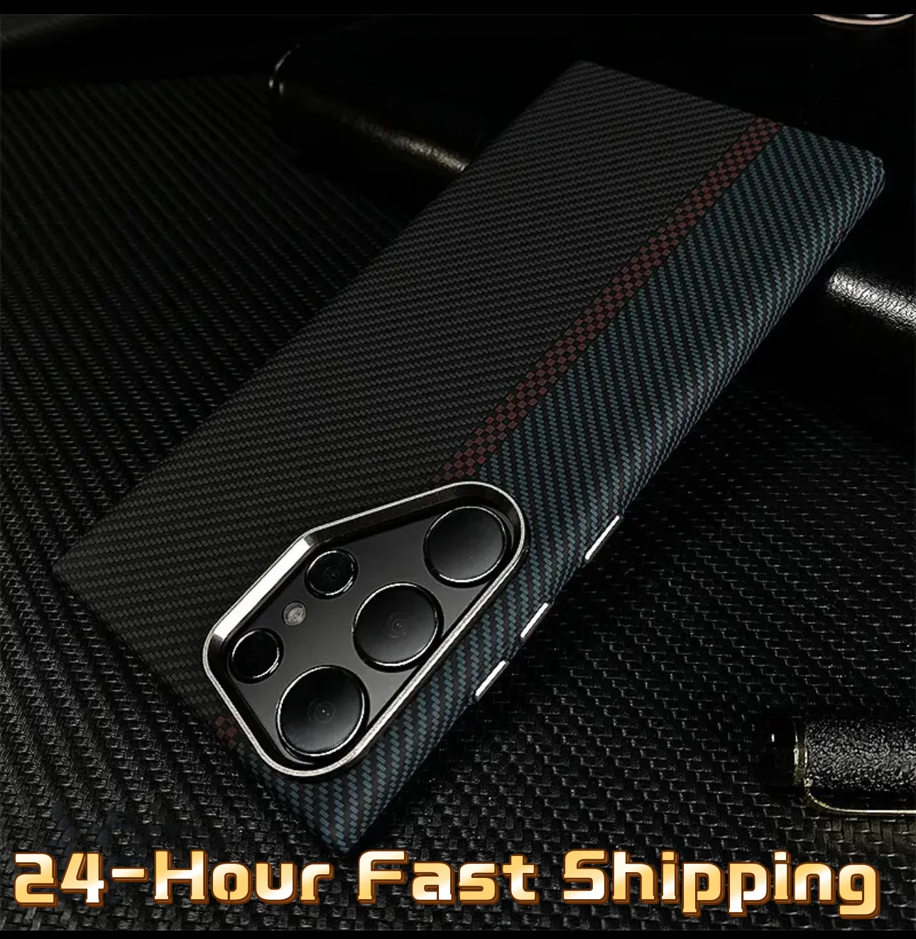 

Carbon Fiber Texture Magsafe Magnetic Phone Case For Samsung Galaxy S23 S24 S25 Ultra Plus Alloy Lens Hard PC Protective Cover