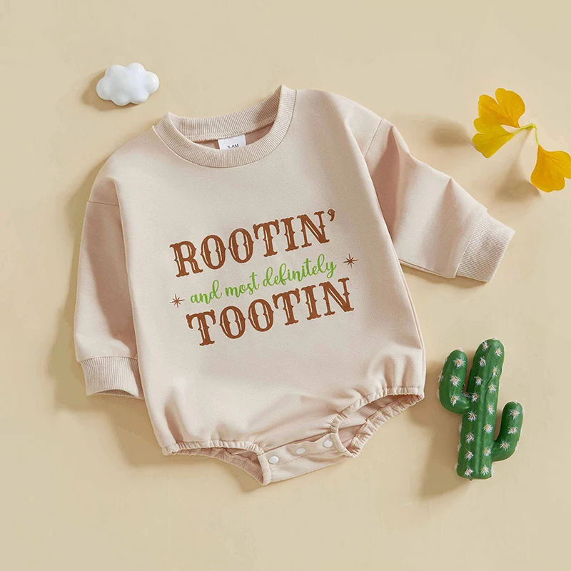 Infant Boy Jumpsuit Stylish Long Sleeve Crew Neck Romper with Fun Print for Everyday Wear in Autumn Season