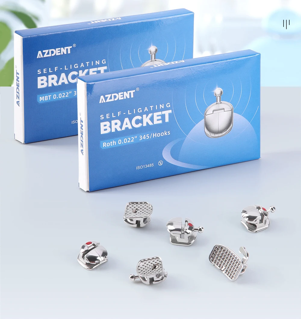 3 Boxen AZDENT Dental Kieferorthopädische Halterung Zahnspangen Sphärische Monoblock selbstligierende Halterungen ROTH/MBT 022 Haken mit Bukkalröhrchen – Detail 2