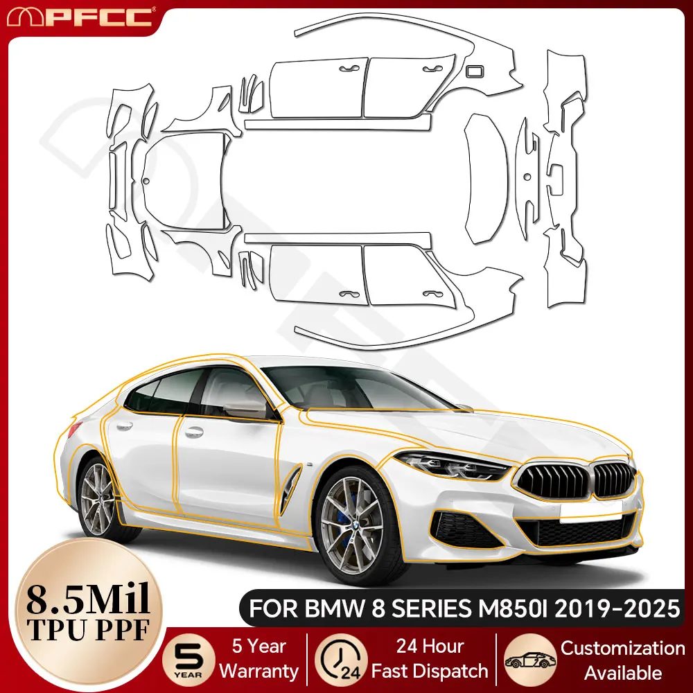

For BMW 8 SERES M8501 2019-2025 8.5Mil TPU Paint Protection Film Car Body Pre-cut PPF Clear Bra Anti-scratch Resistant Kit
