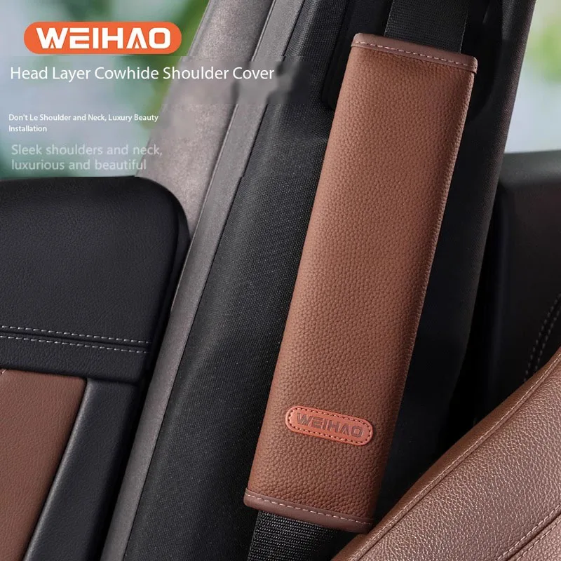 

Car Seat Belt Shoulder Protector For Mercedes Benz BMW Audi Leather Seat Wear And Tear Resistant Cowhide Safety Belt Protector