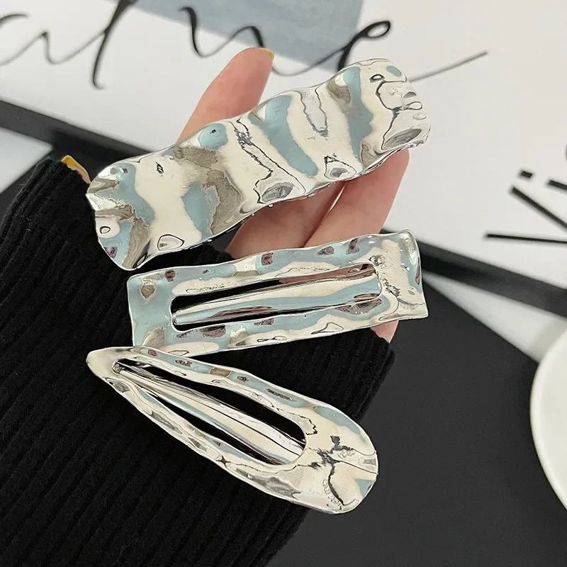 Punk Irregular Metal Hairpins Harajuku Wavy Headwear Side Bangs Fix Barrette Retro Hair Clip Hairgrip Women Hair Accessories Y2k