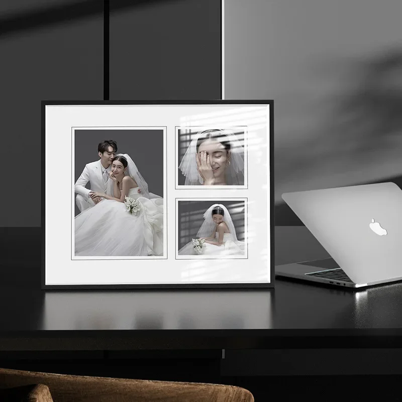 Creative Minimalist Black High-End Glass Photo Frame  7-inch & 10-inch Tabletop Wedding Picture Frame Home Décor