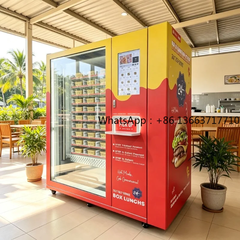 24 Hours Hot Food Self Service Smart Automatic Premade Dishes Lunch Box Vending Machine QR Code Credit Card Shopping Mall