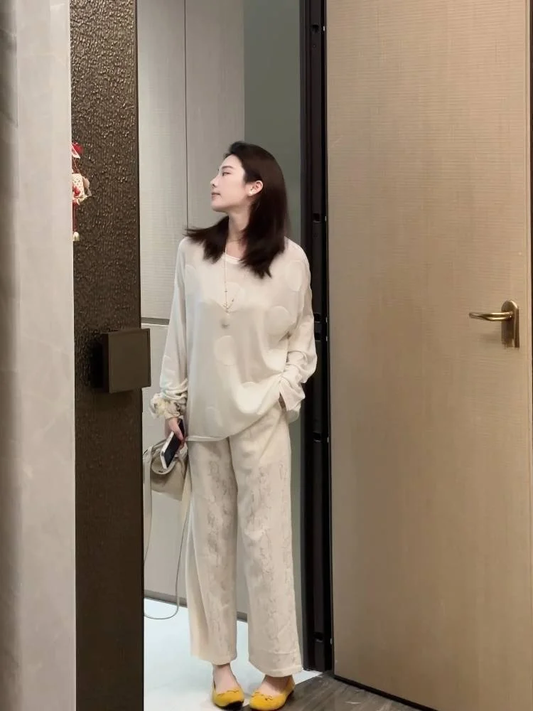 

Женский тонкий вязаный свитер YUYUWANG для весны и осени, однотонный, длинный, свободного кроя, в корейском стиле, для ношения как базовая или верхняя одежда