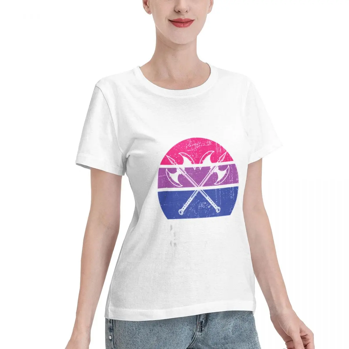 Bargain Price I Swing Both Ways Violently With An Axe Bisexual LGBT Pride Women's T-shirt Casual Dating Spring Autumn Top