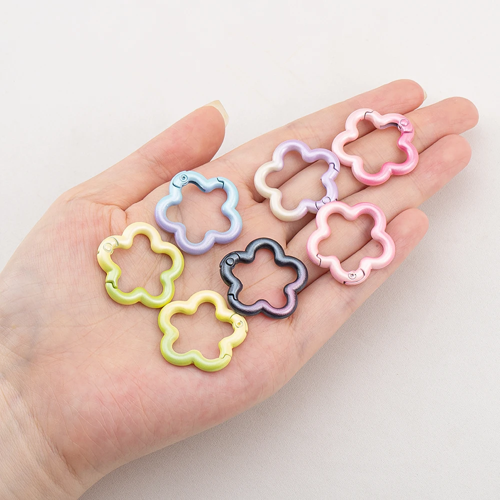 1/5 Stück Farbverlauf Legierung Federverschluss Blumen Offener Ring Rucksackkette Schlüsselanhänger Zubehör DIY Schmuck Haken Hängeschnalle – Detail 7