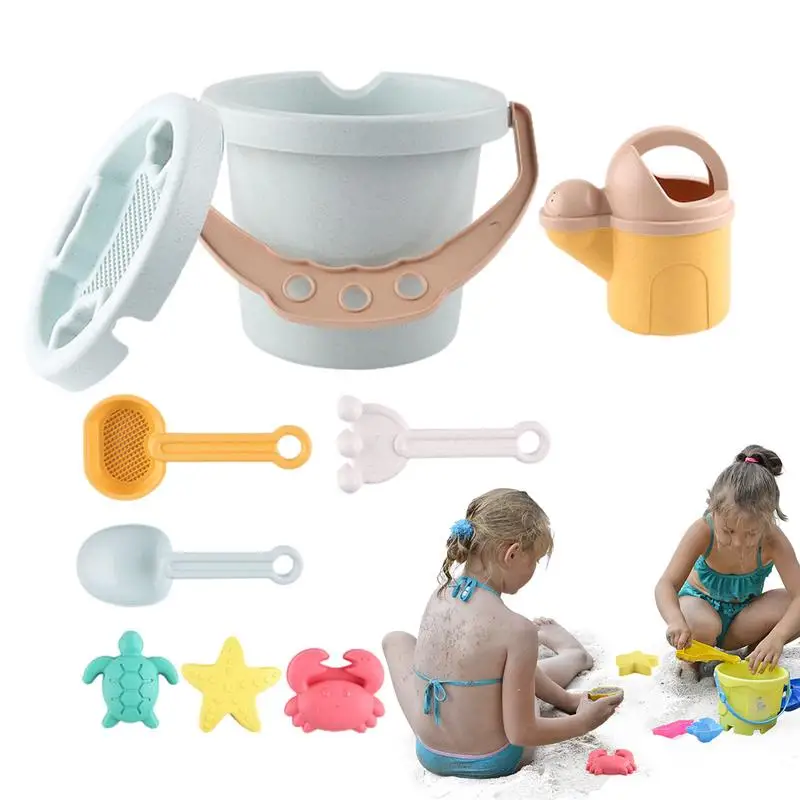 

Sand Toys For Kids 9PCS Cartoon Summer Sand Toys Colorful Play Set With Sand Bucket Shovel Rake Sieve Cute Toy Set For Home