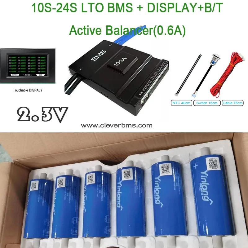 JK BMS LTO 2.3V 10S 11S 12S 24V 15S 36V 20S 21S 22S 48V 24S 60V Active Balance 600mA Bluetooth RS485 Discharge 100A Peak 200A