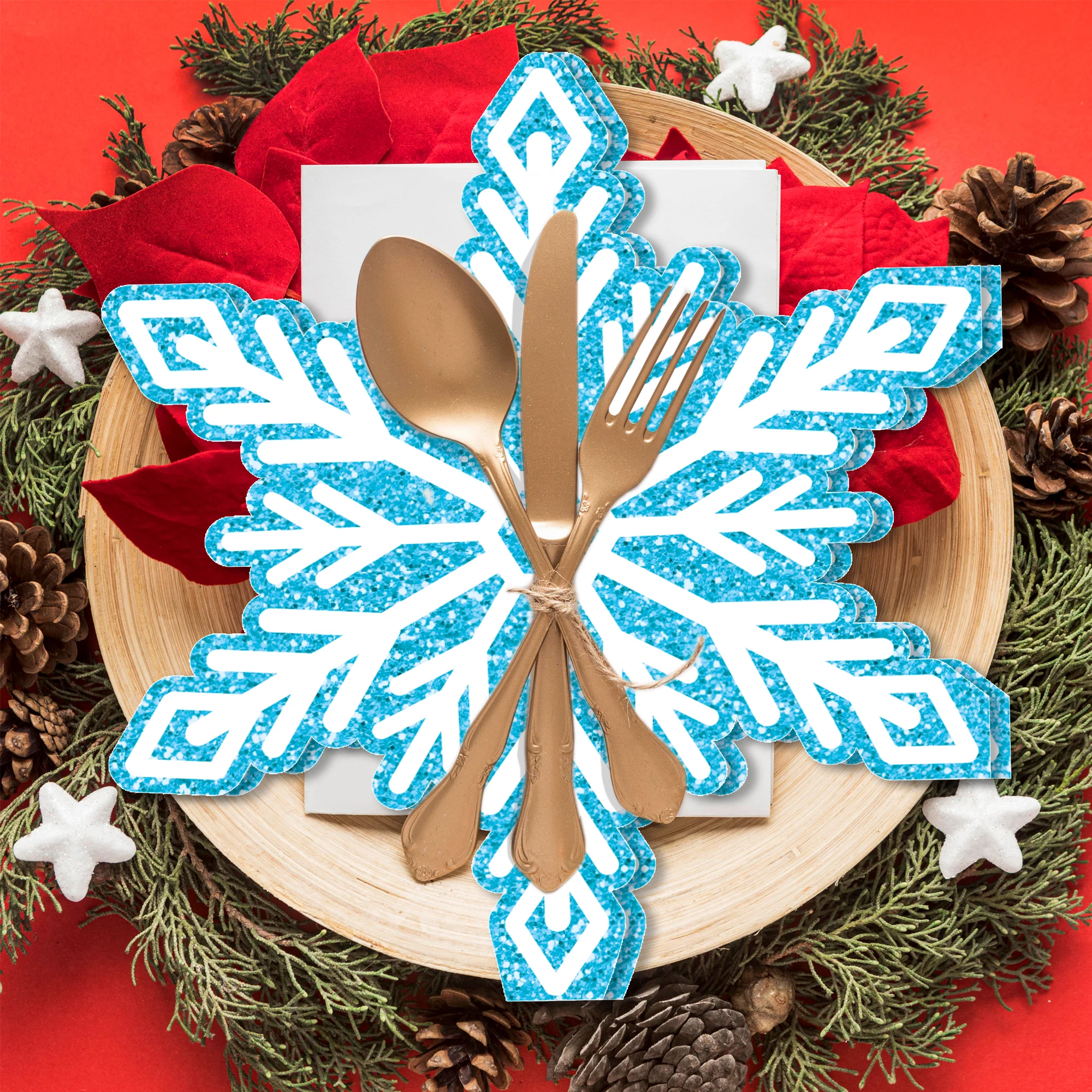 20/40/60 stücke Winter Schneeflocken Geformte Servietten für Abendessen Dekoration Abendessen Papier Taschentücher Für Weihnachten Party Decor liefert – Detail 5