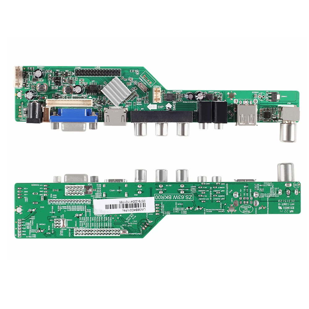 Novo 3663 ds. d3663lua.a81 universal lcd tv controlador driver placa de sinal digital DVB-C DVB-T2 dvb-t russo usb jogar preto v53